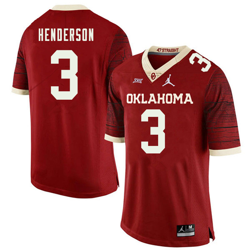 Jordan Brand Men #3 Mikey Henderson Oklahoma Sooners College Football Jerseys Sale-Retro